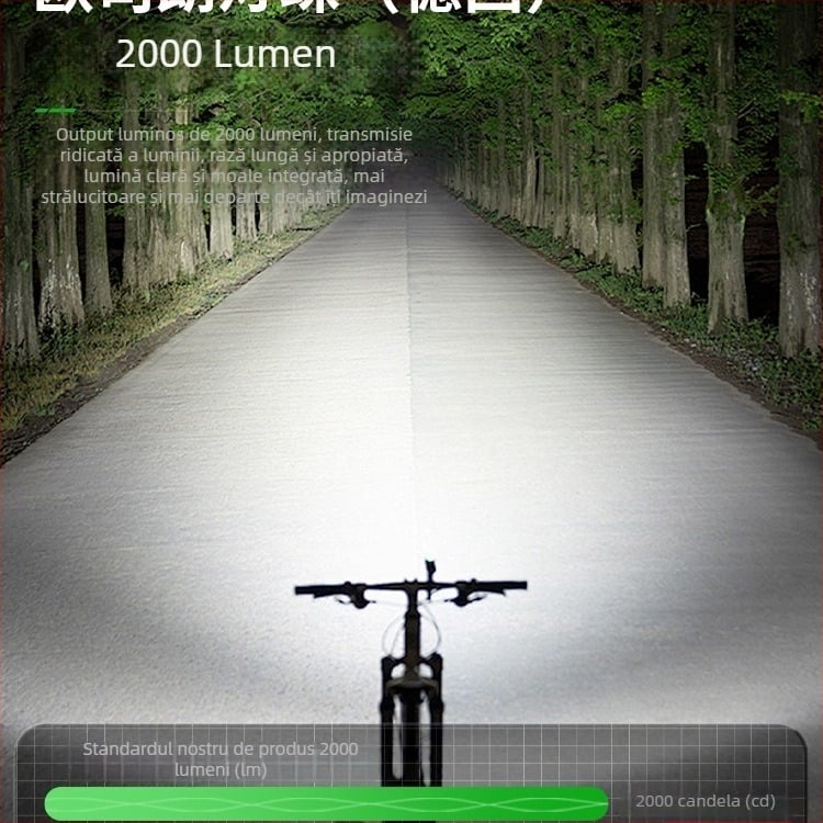 Lumină frontală pentru bicicletă, pentru drum și MTB, far de noapte cu computer de bicicletă integrat, baterie cu durată lungă
