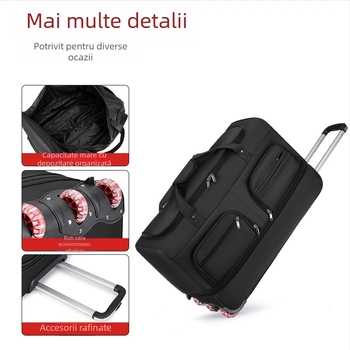 Geantă de voiaj din nailon, pliabilă și extensibilă, capacitate 20-35 L, design unisex, căptușeală din poliester