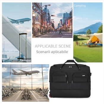 Geantă de voiaj din nailon, pliabilă și extensibilă, capacitate 20-35 L, design unisex, căptușeală din poliester