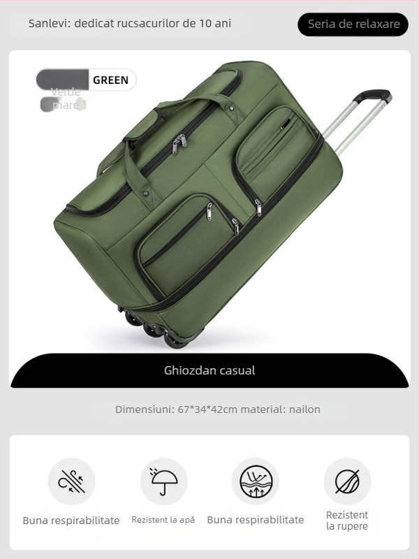 Geantă de voiaj din nailon, pliabilă și extensibilă, capacitate 20-35 L, design unisex, căptușeală din poliester