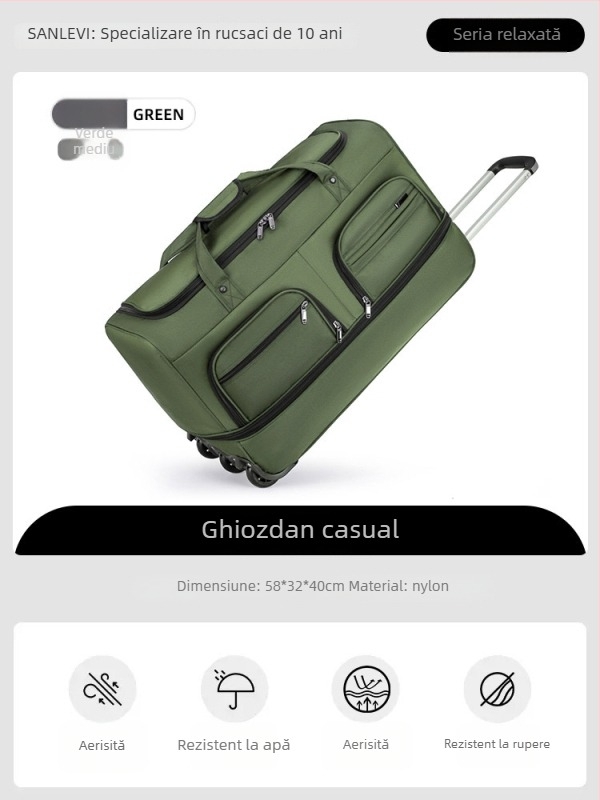 Geantă de voiaj din nailon, pliabilă și extensibilă, capacitate 20-35 L, design unisex, căptușeală din poliester