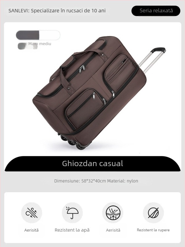 Geantă de voiaj din nailon, pliabilă și extensibilă, capacitate 20-35 L, design unisex, căptușeală din poliester