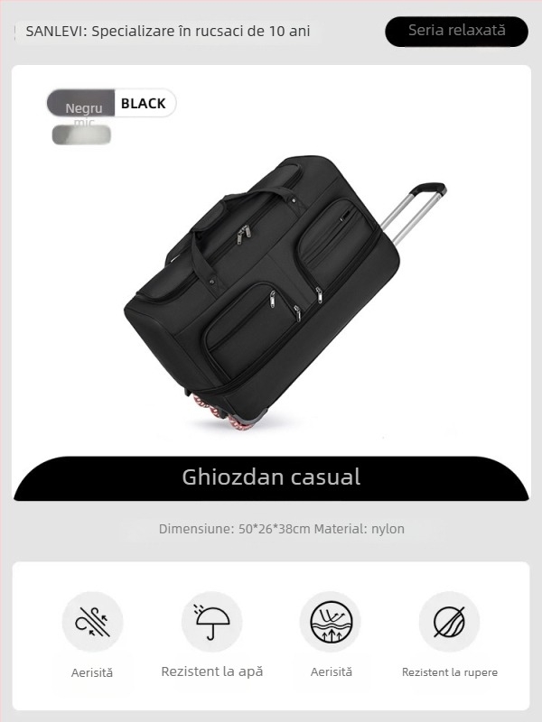 Geantă de voiaj din nailon, pliabilă și extensibilă, capacitate 20-35 L, design unisex, căptușeală din poliester