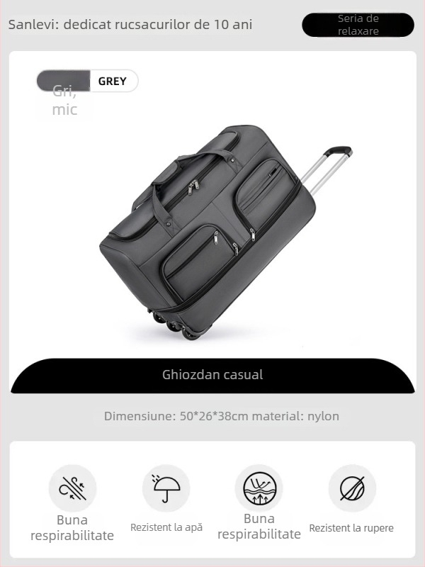 Geantă de voiaj din nailon, pliabilă și extensibilă, capacitate 20-35 L, design unisex, căptușeală din poliester