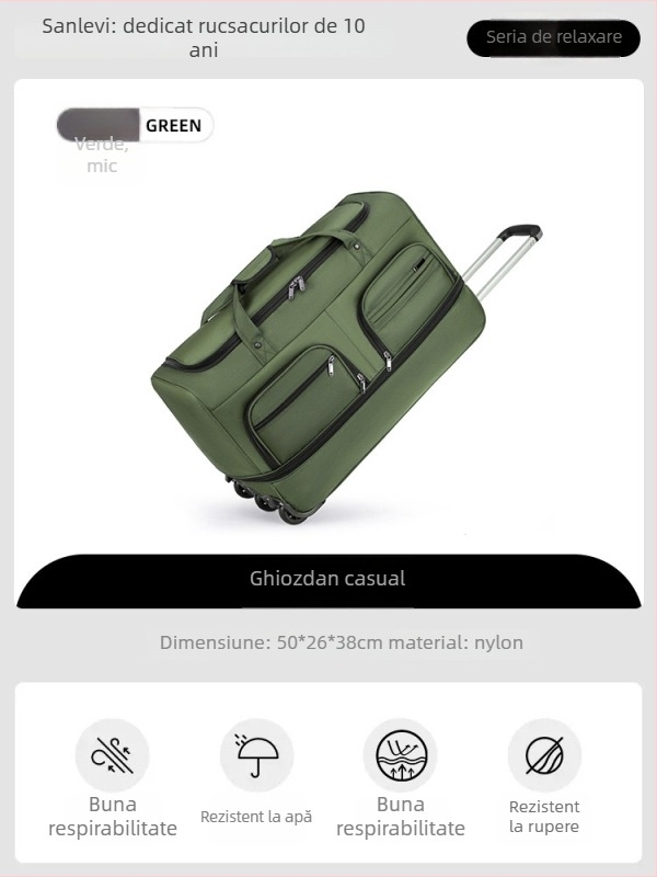 Geantă de voiaj din nailon, pliabilă și extensibilă, capacitate 20-35 L, design unisex, căptușeală din poliester