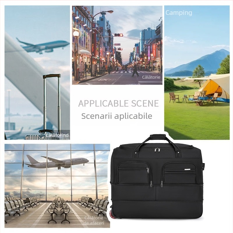 Geantă de voiaj din nailon, pliabilă și extensibilă, capacitate 20-35 L, design unisex, căptușeală din poliester