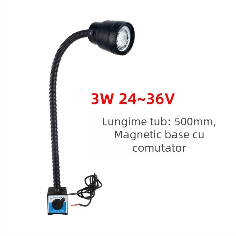 Lampă pentru mașini-unelte – LED, montaj magnetic, tensiune dublă 24V/220V (Brand: Nine; Authorized private brands: Yes; Type: Lamps)