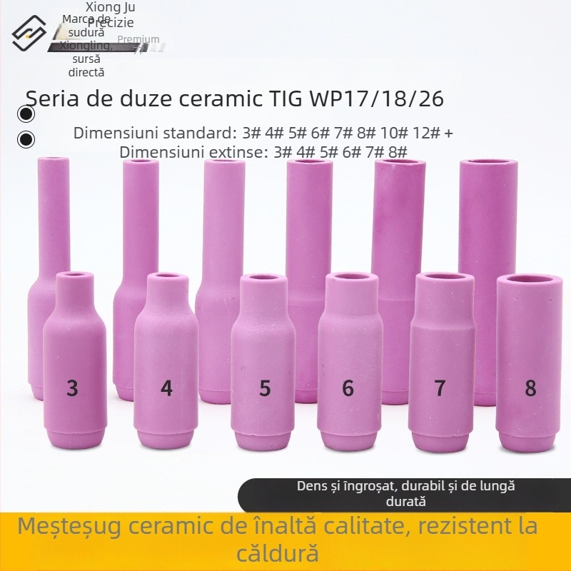 Duza ceramică pentru sudură cu arc de argon – seria WP (WP18/17/26, QQ300, QS300), capac ceramic inversat, seria 13N10N