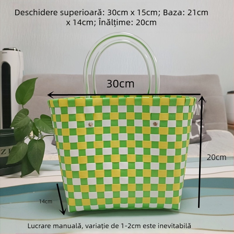Geantă din PVC țesută, mică pătrată, stil proaspăt și dulce, pentru uz zilnic, primăvara 2022