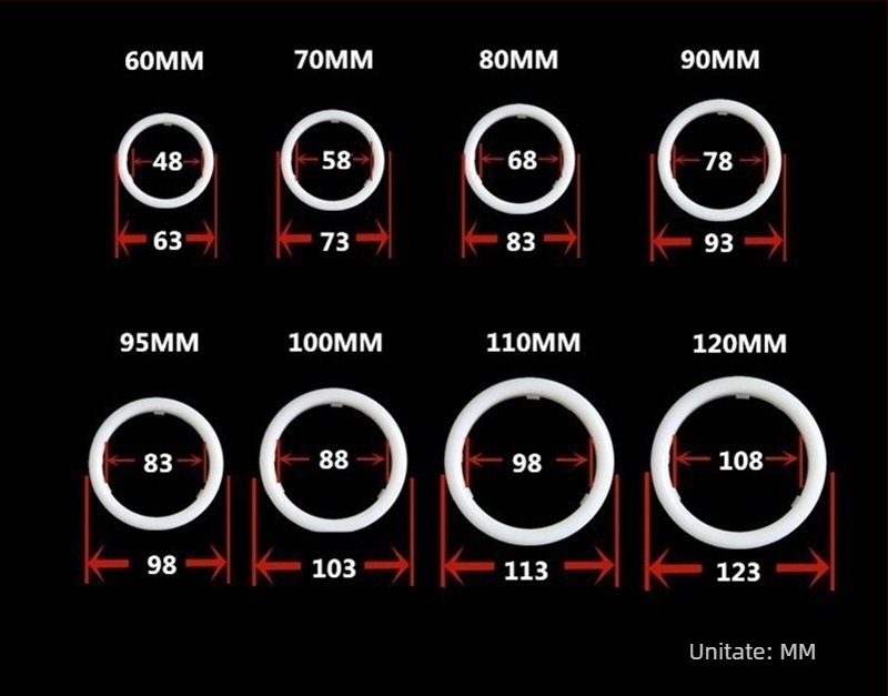 LED Ochi de Înger COB, halo bi-color alb-galben, cu semnal de viraj, diametre 70/80/90/110/120 mm