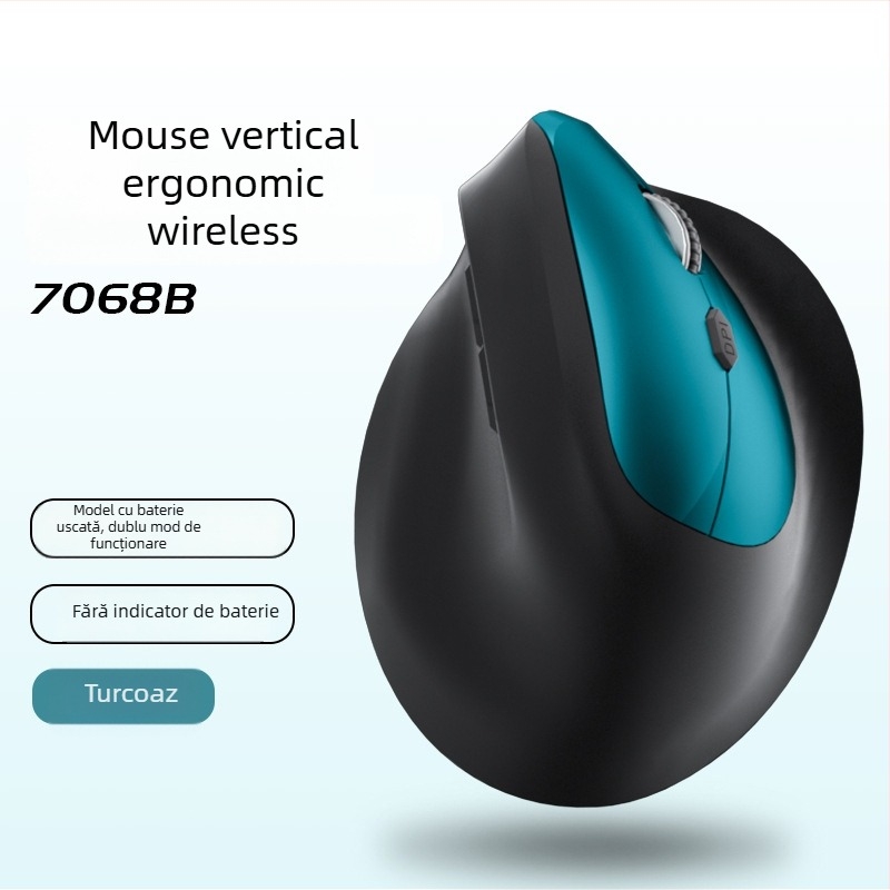 Mouse vertical ergonomic fără fir, cu încărcare, trei moduri Bluetooth/2.4G, 1600dpi, 6 butoane