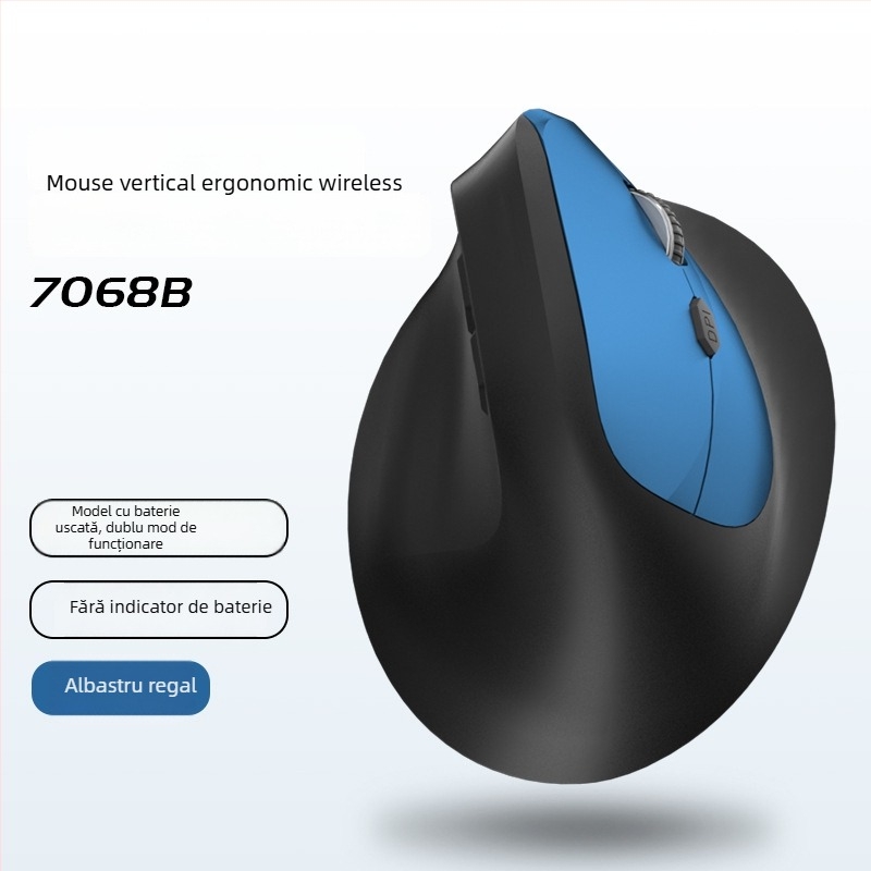 Mouse vertical ergonomic fără fir, cu încărcare, trei moduri Bluetooth/2.4G, 1600dpi, 6 butoane