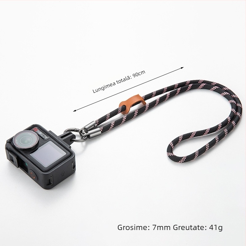 Lanyard pentru cameră de acțiune DJI Action 5 Pro, design anti-pierdere, șnur poliester, cataramă metalică, posibilitate imprimare logo