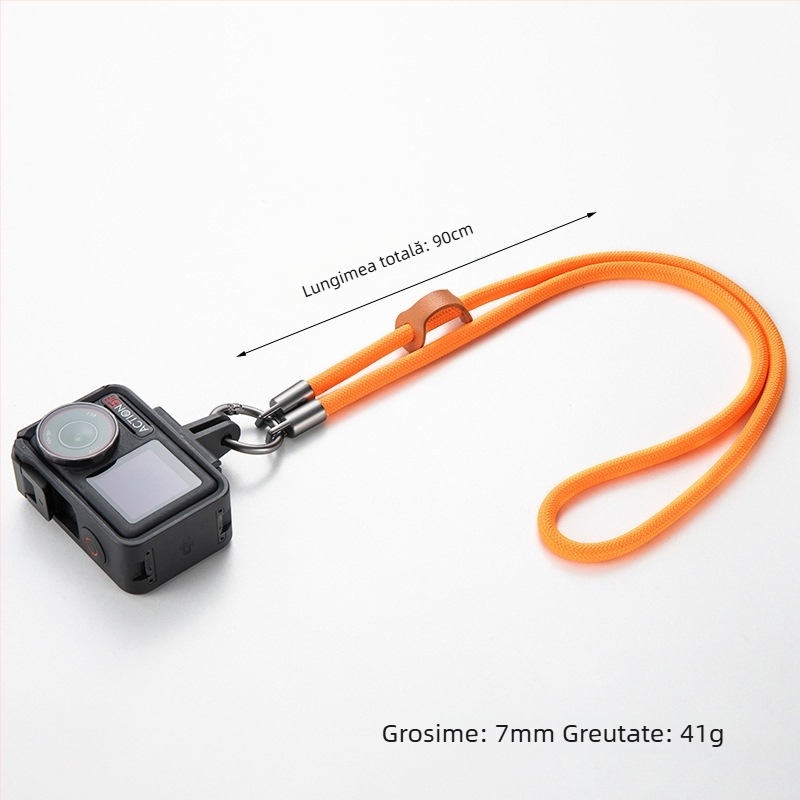 Lanyard pentru cameră de acțiune DJI Action 5 Pro, design anti-pierdere, șnur poliester, cataramă metalică, posibilitate imprimare logo