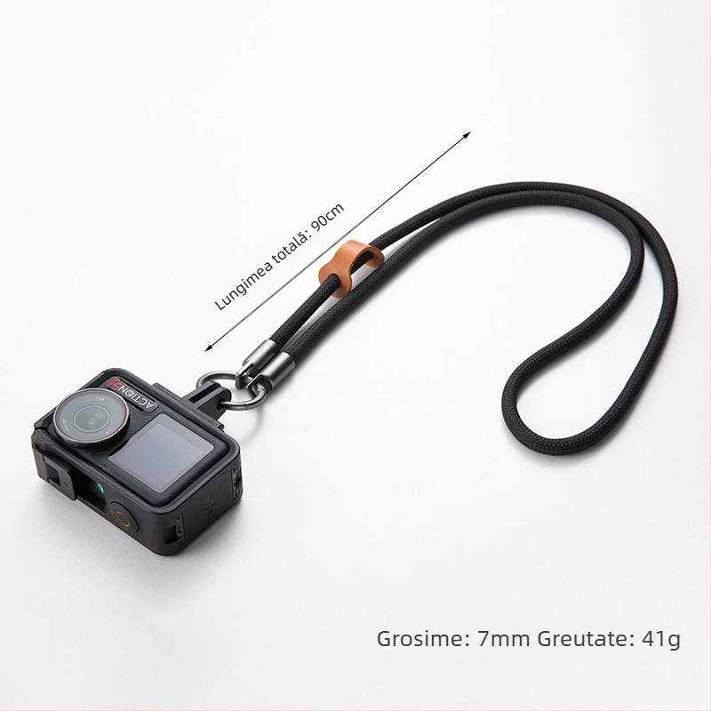 Lanyard pentru cameră de acțiune DJI Action 5 Pro, design anti-pierdere, șnur poliester, cataramă metalică, posibilitate imprimare logo
