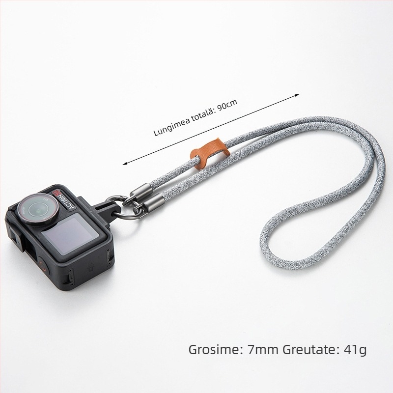 Lanyard pentru cameră de acțiune DJI Action 5 Pro, design anti-pierdere, șnur poliester, cataramă metalică, posibilitate imprimare logo