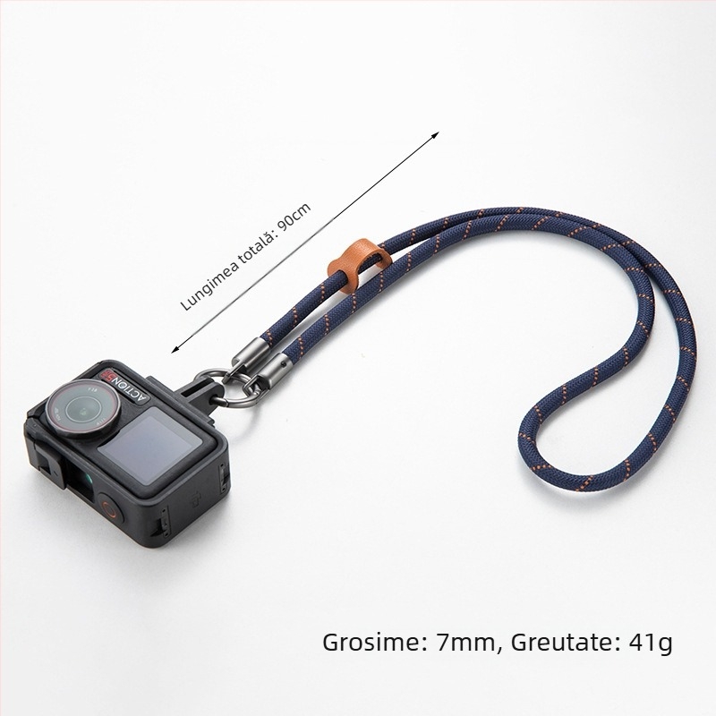 Lanyard pentru cameră de acțiune DJI Action 5 Pro, design anti-pierdere, șnur poliester, cataramă metalică, posibilitate imprimare logo