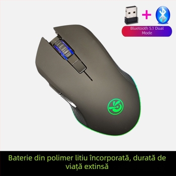 M6 mouse wireless Bluetooth 5.2, mod dual 2.4G/Bluetooth, încărcare USB-C, 2400dpi, 6 butoane, design ergonomic