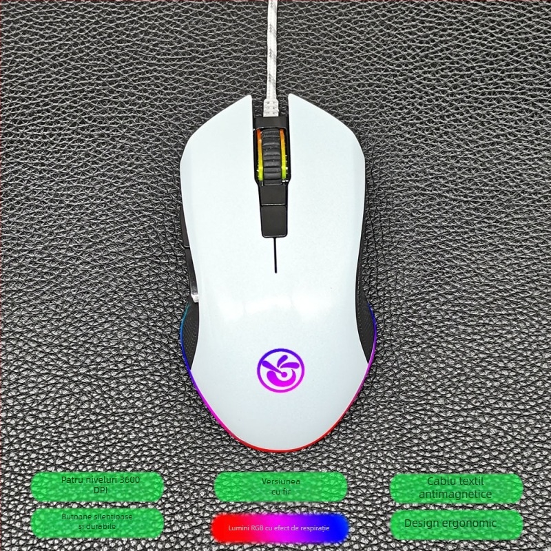 M6 mouse wireless Bluetooth 5.2, mod dual 2.4G/Bluetooth, încărcare USB-C, 2400dpi, 6 butoane, design ergonomic