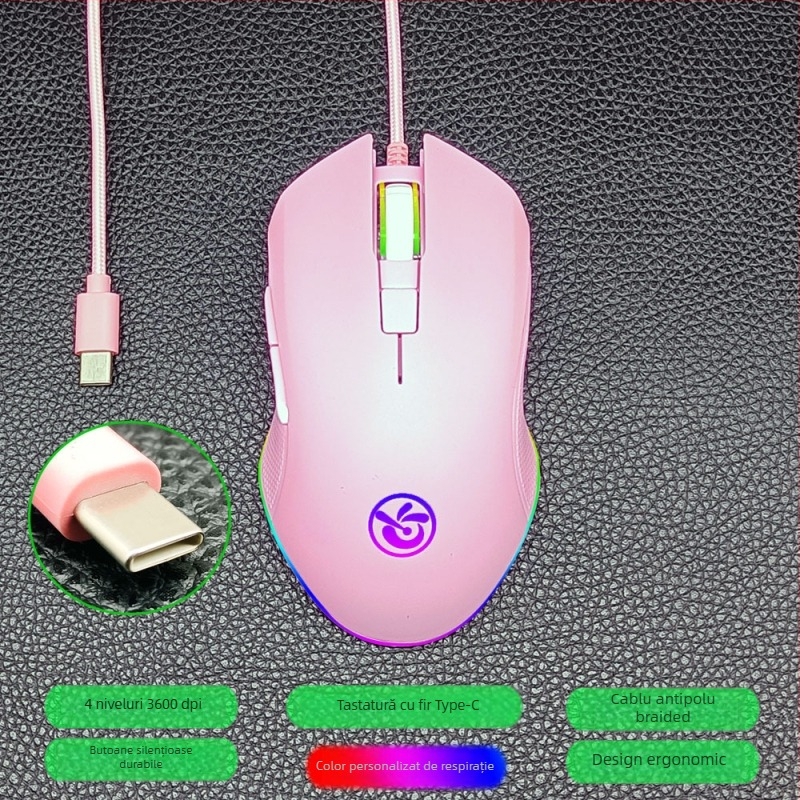 M6 mouse wireless Bluetooth 5.2, mod dual 2.4G/Bluetooth, încărcare USB-C, 2400dpi, 6 butoane, design ergonomic