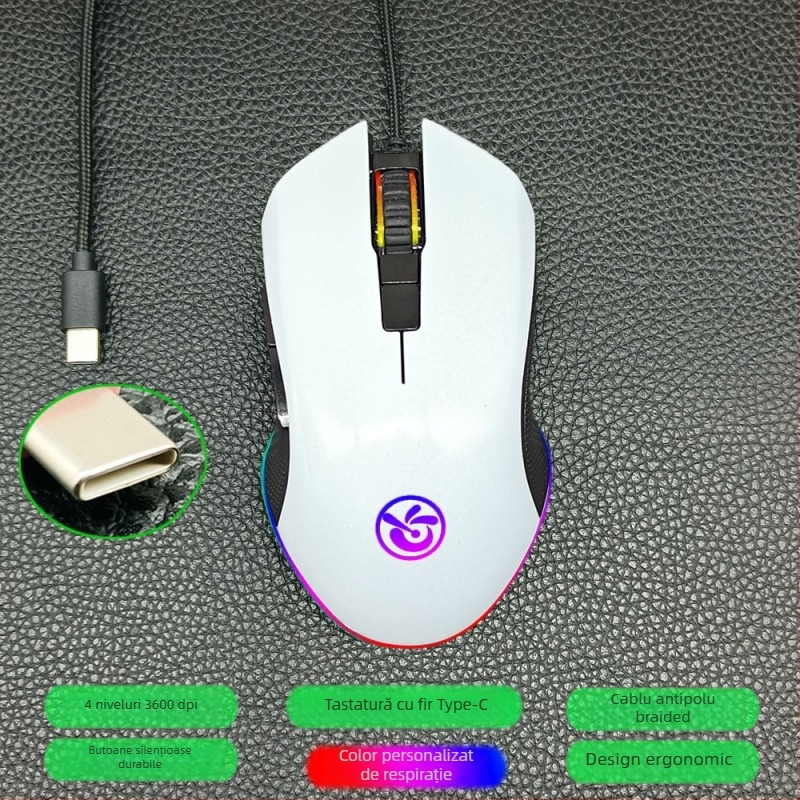 M6 mouse wireless Bluetooth 5.2, mod dual 2.4G/Bluetooth, încărcare USB-C, 2400dpi, 6 butoane, design ergonomic