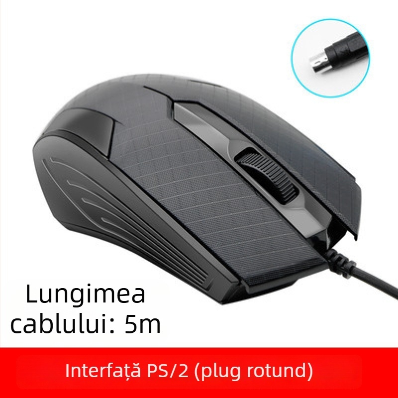 Mouse USB cu cablu lung, 2m/3m/5m, 3 butoane, senzor optic, pentru desktop/monitor TV