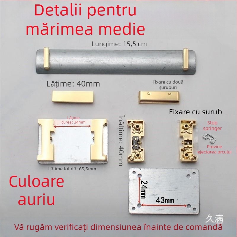 Cleme de închidere pentru geantă din metal, cu forme I și H și arc – hardware DIY pentru genți