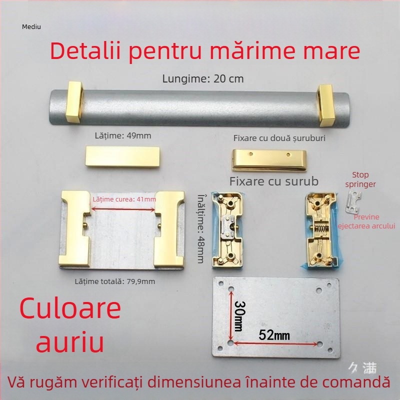 Cleme de închidere pentru geantă din metal, cu forme I și H și arc – hardware DIY pentru genți