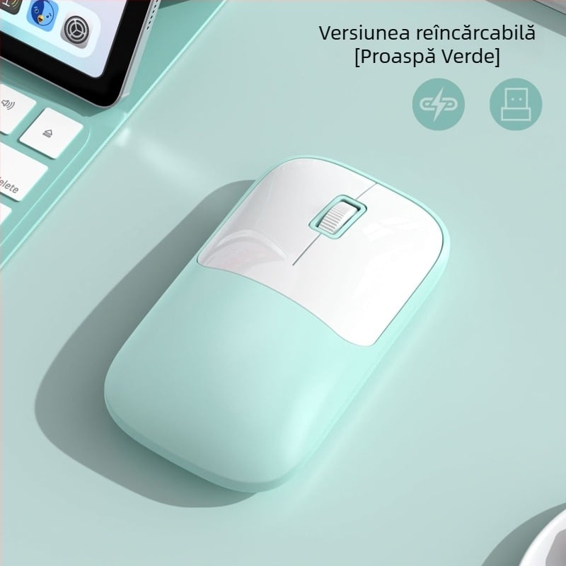Mouse wireless cu conectivitate 2.4G+Bluetooth, DPI 1600, interfață USB, design ergonomic, rază de 10 m