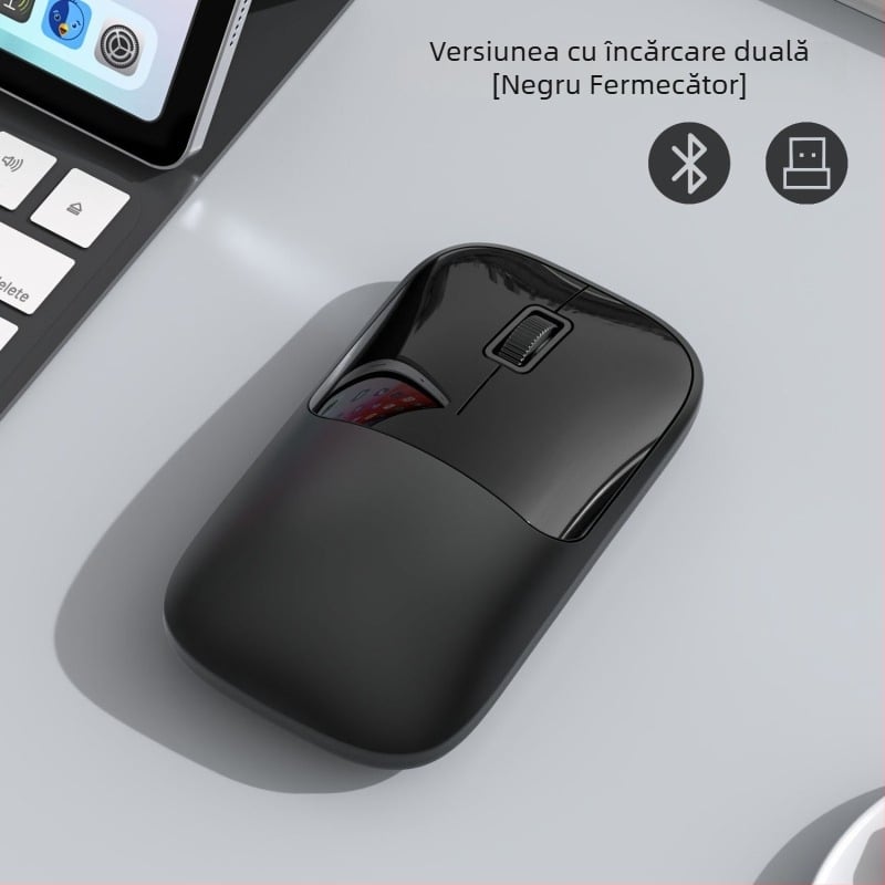 Mouse wireless cu conectivitate 2.4G+Bluetooth, DPI 1600, interfață USB, design ergonomic, rază de 10 m