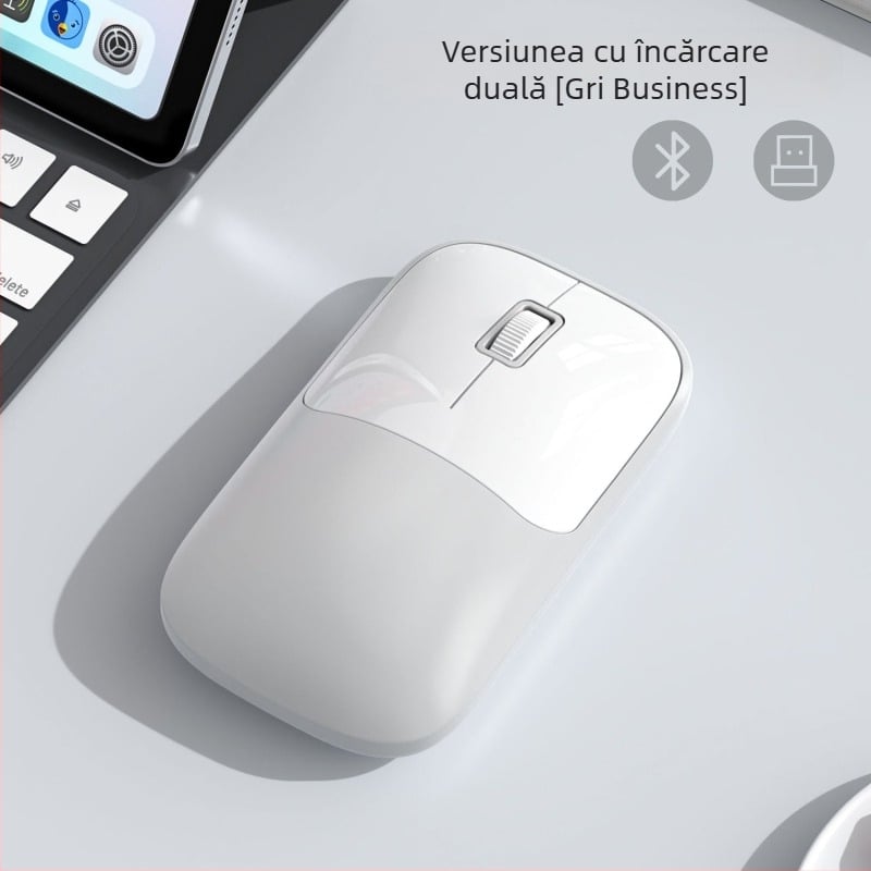 Mouse wireless cu conectivitate 2.4G+Bluetooth, DPI 1600, interfață USB, design ergonomic, rază de 10 m