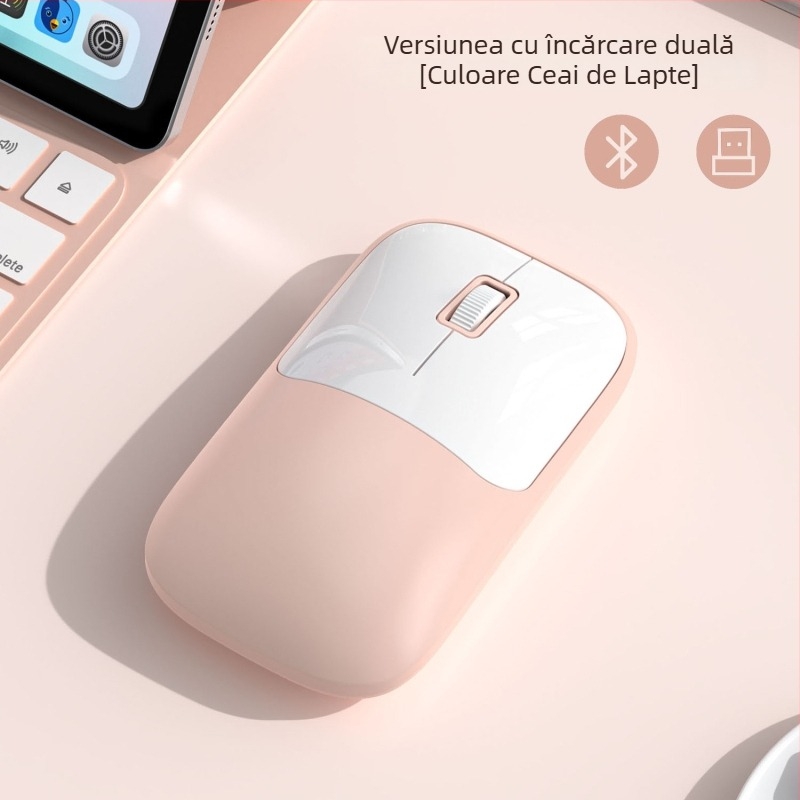Mouse wireless cu conectivitate 2.4G+Bluetooth, DPI 1600, interfață USB, design ergonomic, rază de 10 m