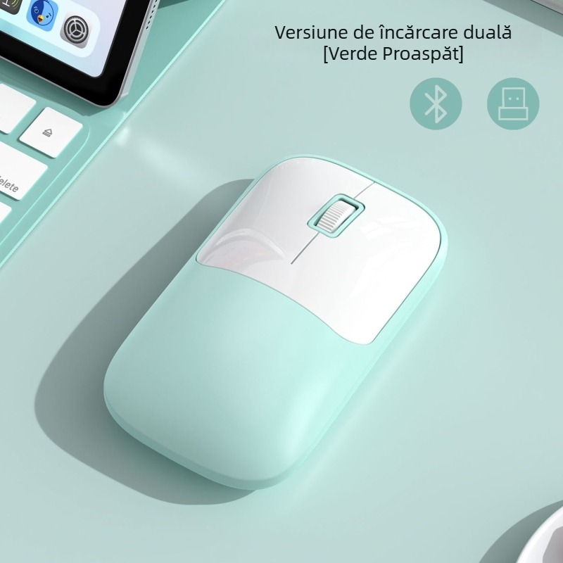 Mouse wireless cu conectivitate 2.4G+Bluetooth, DPI 1600, interfață USB, design ergonomic, rază de 10 m