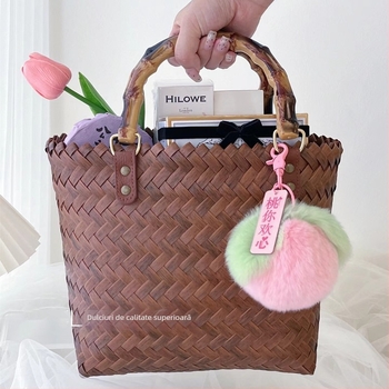 Geantă de damă din PVC, formă ovală, deschidere deschisă, fără căptușeală, fără curea, duritate medie spre moale