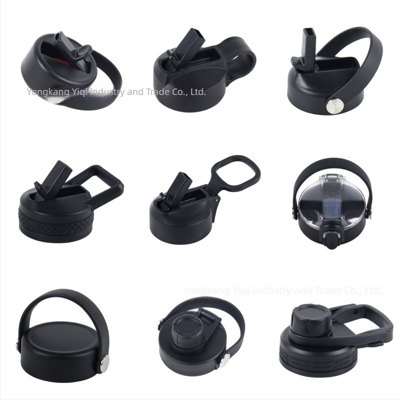 Sticlă de băut cu capac transparent de protecție împotriva prafului, mâner cu șurub rabatabil, capac pentru paiul de băut direct și gură din silicon — Material: Plastic; Imprimare logo disponibilă; Personalizare: Da; Calitate premium; Stil modern minimalis