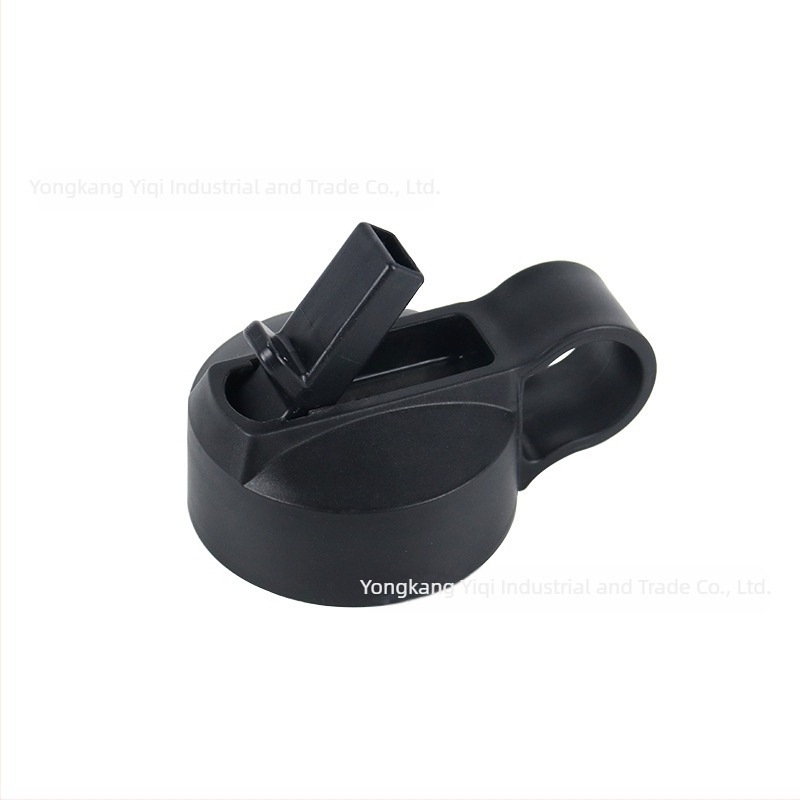 Sticlă de băut cu capac transparent de protecție împotriva prafului, mâner cu șurub rabatabil, capac pentru paiul de băut direct și gură din silicon — Material: Plastic; Imprimare logo disponibilă; Personalizare: Da; Calitate premium; Stil modern minimalis