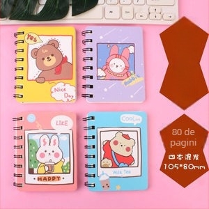 Caiet Panda cu spirală, model A7, 120 pagini, hârtie 44 g, brand Ieno, seria Panda