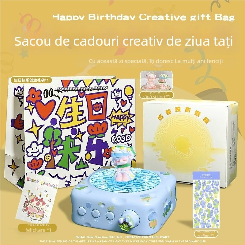 Difuzor Bluetooth cu proiecție și iluminare ambientală (5W, Bluetooth 5.3, 30 Hz–15 kHz, SNR ≥70 dB, baterie încorporată 1000–1200 mAh)