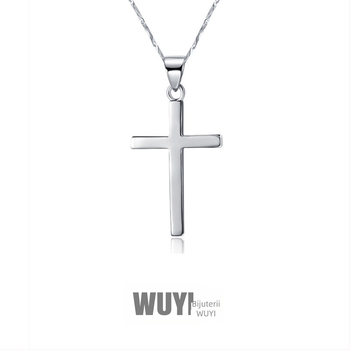 Colier cu pandantiv cruce din argint 925, marca WUYI