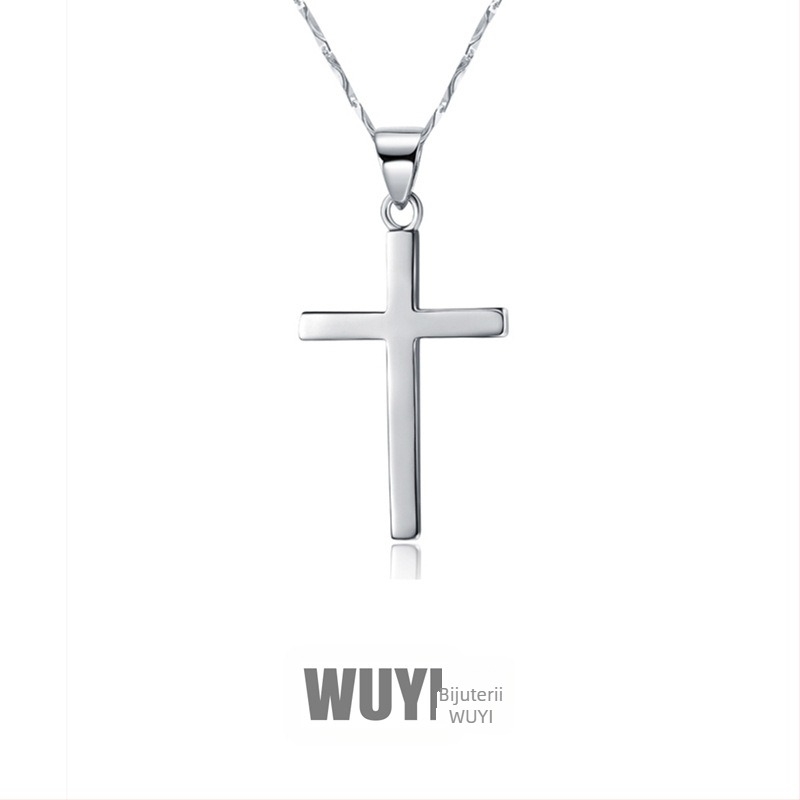 Colier cu pandantiv cruce din argint 925, marca WUYI