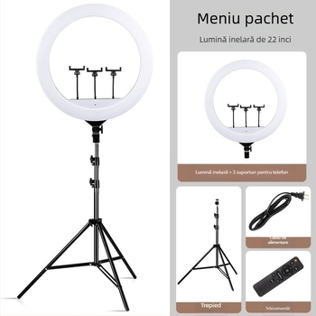 Lampa LED circulară cu suport de birou pentru streaming live și fotografie, temperatură de culoare reglabilă 2500K–9900K, dimensiuni 6–18 inch