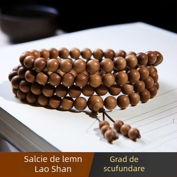 Mala din lemn de santal cu 108 mărgele, unisex, stil clasic, lustruit