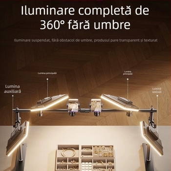 Lumină LED de umplere pentru fotografierea bijuteriilor - iluminator de birou pentru studio, cu 3 setări de temperatură și putere 10-50W