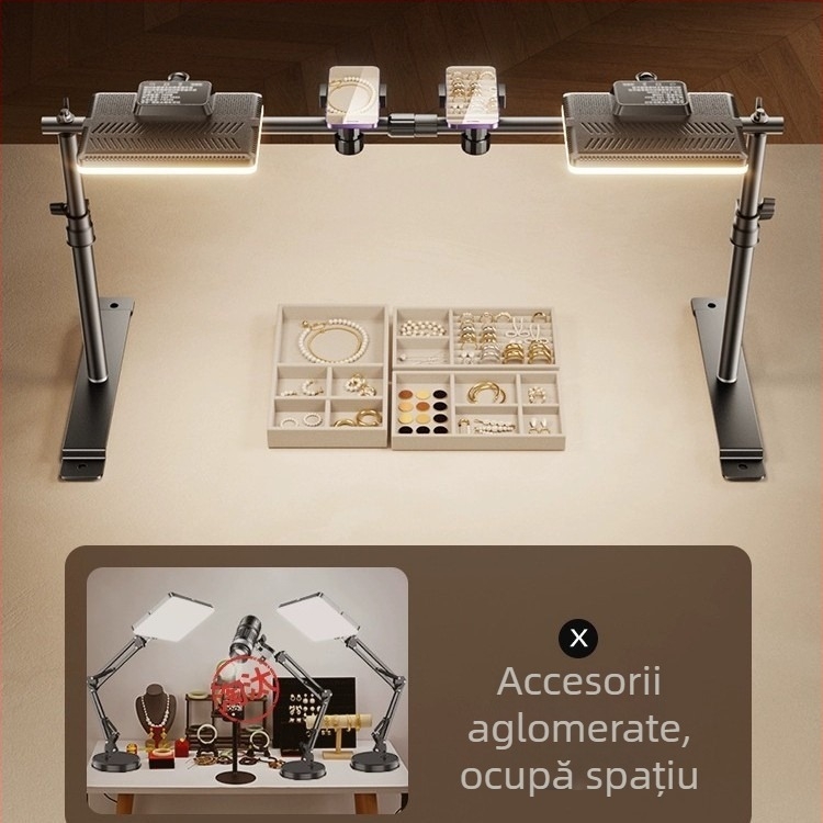 Lumină LED de umplere pentru fotografierea bijuteriilor - iluminator de birou pentru studio, cu 3 setări de temperatură și putere 10-50W