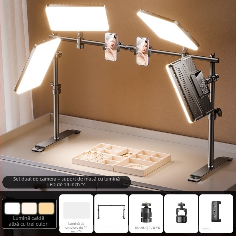 Lumină LED de umplere pentru fotografierea bijuteriilor - iluminator de birou pentru studio, cu 3 setări de temperatură și putere 10-50W