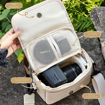 Geantă pentru cameră din PU pentru camere mirrorless, stil geantă de umăr, depozitare acasă, lansare primăvara 2025