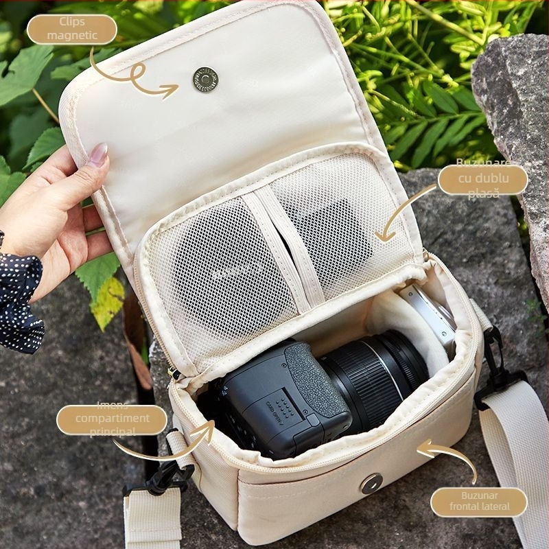 Geantă pentru cameră din PU pentru camere mirrorless, stil geantă de umăr, depozitare acasă, lansare primăvara 2025