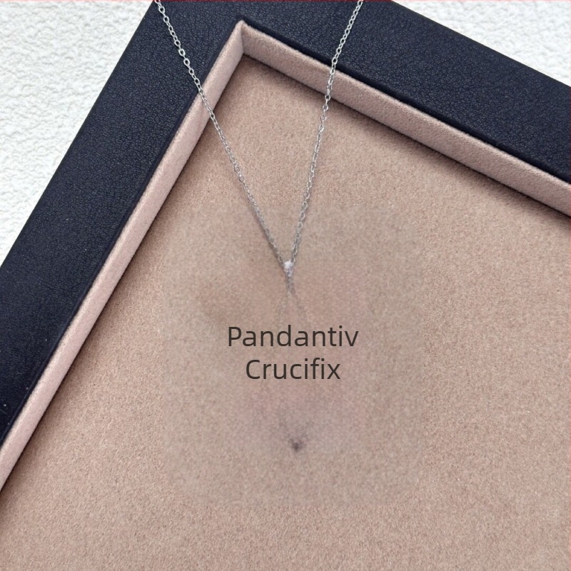 Colier cu pandantiv săgeată-cruz, formă geometrică, cupru, lanț încrucișat, unisex, electroplată, stil luxuos ușor