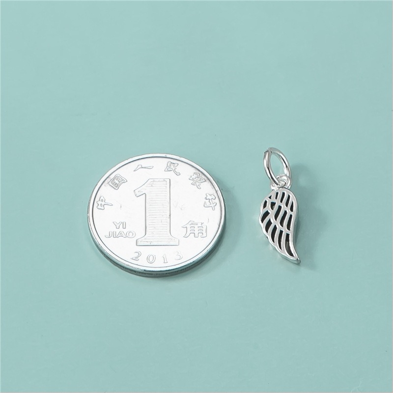 Pandantiv din argint 925 cu motiv aripa-penă, finisaj Plain Silver Taibai, pentru bijuterii DIY