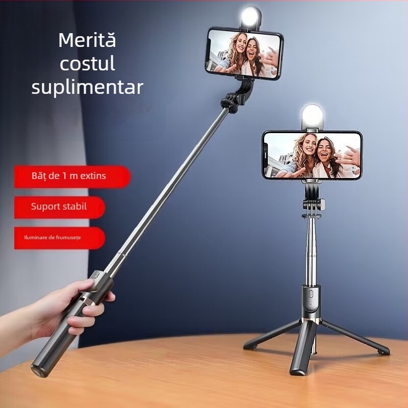 Monopod extensibil pentru selfie cu trepied pentru telefoane, din oțel inoxidabil, compatibil universal pentru streaming